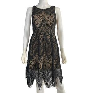 Pinky Lace A-line Dress Black Nude Medium